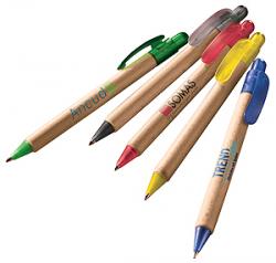 Pen; hout met kleurig chloorvrij ABS